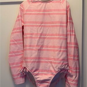 Pink Striped Girls Swimsuit, size 11-12